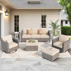 ovios Patio Furniture Set: 6 Piece Wicker Sofa