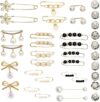 OYANIMO Pearl Brooch Pins Faux Rhinestones Decor