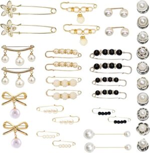 OYANIMO Pearl Brooch Pins Faux Rhinestones Decor