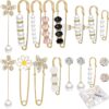 MTLEE Pearl Brooch Pins Set with Box