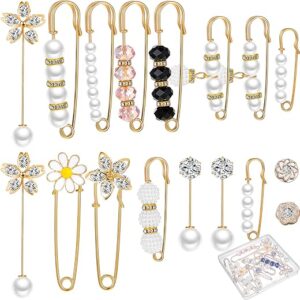 MTLEE Pearl Brooch Pins Set with Box