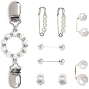 ROPAKED Pearl Waist Brooch Pins Dress Clips