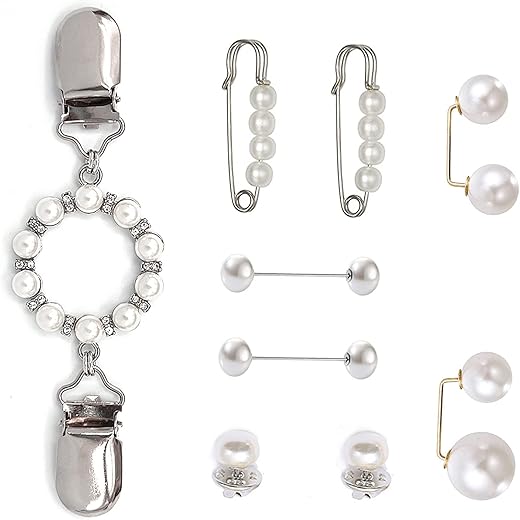 ROPAKED Pearl Waist Brooch Pins Dress Clips