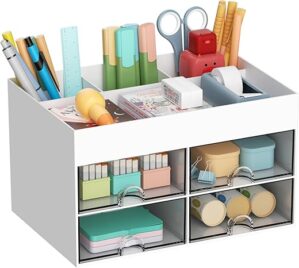 Marbrasse Pen Organizer With 4 Drawers, Multi-Functional Holder