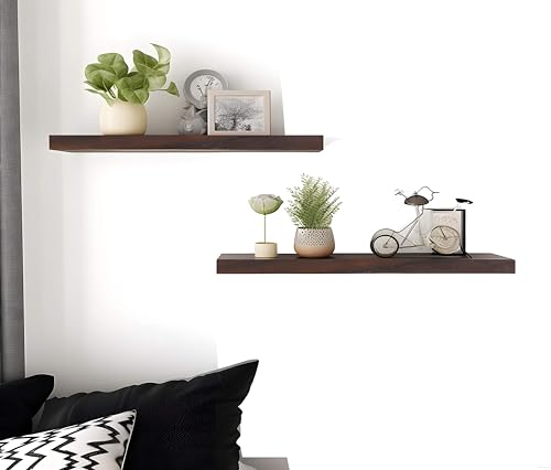 PHPH Wood Floating Shelves for Bedroom, Set of 6 - Image 3