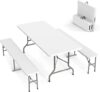 VINGLI Picnic Table Set With 2 Benches