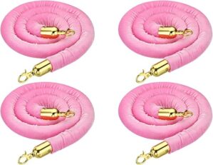 YOKIVE Pink Velvet Stanchion Rope, 4 Pcs, 5 Feet