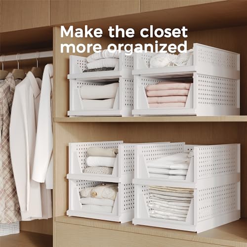 Pinkpum Stackable Plastic Storage Baskets, Foldable Organizers - Image 4