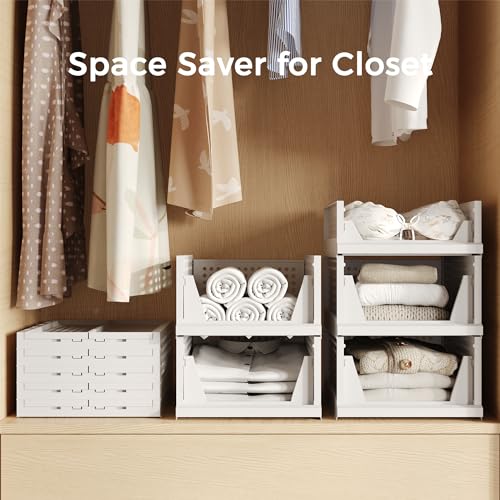 Pinkpum Stackable Plastic Storage Baskets, Foldable Organizers - Image 5
