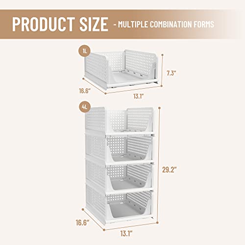 Pinkpum Stackable Plastic Storage Baskets, Foldable Organizers - Image 2