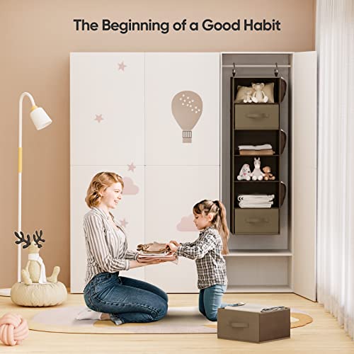 Pipishell 6-Shelf Hanging Closet Organizer, Gray & Brown - Image 2