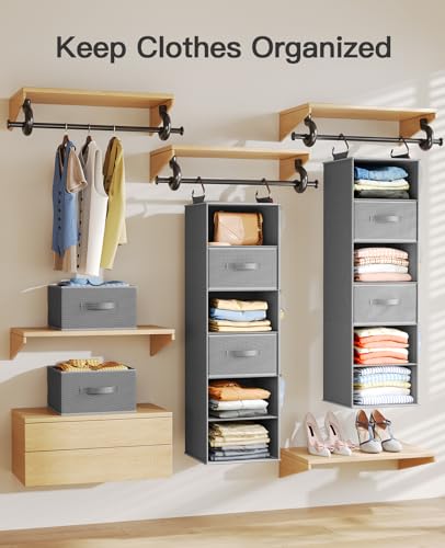 Pipishell Hanging Closet Organizer 6-Shelf, Dark Gray - Image 3