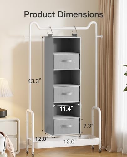 Pipishell Hanging Closet Organizer 6-Shelf, Dark Gray - Image 4