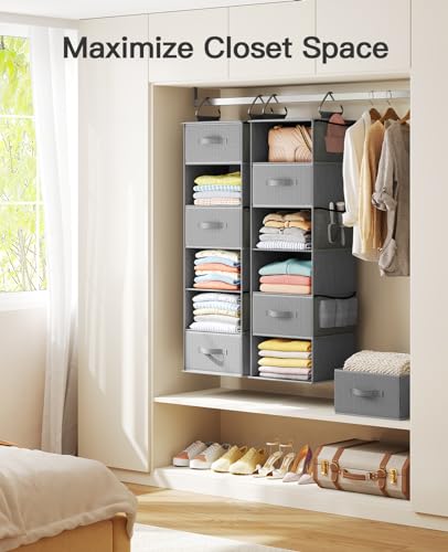 Pipishell Hanging Closet Organizer 6-Shelf, Dark Gray - Image 5