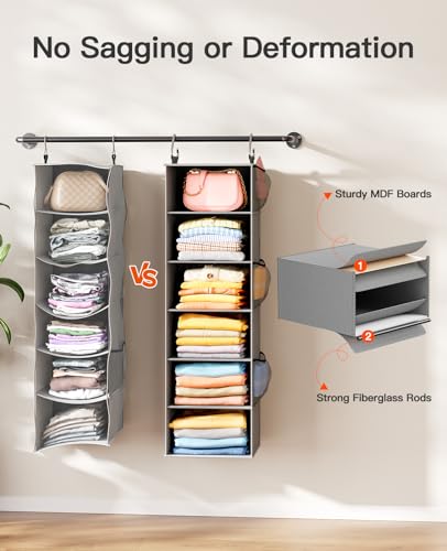 Pipishell Hanging Closet Organizer 6-Shelf, Dark Gray - Image 2