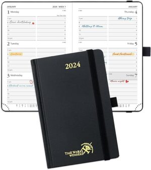 POPRUN Planner Pocket Size 4''x 6.25'' - Black