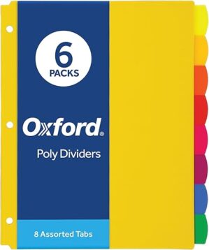 Oxford Plastic Binder Dividers, 8 Tab, 89601