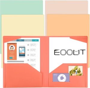 EOOUT Plastic Folders With 2 Pockets, Retro Colors