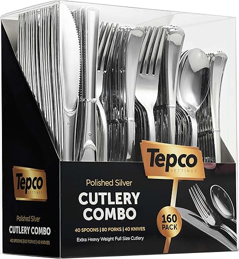 Tepco Settings Plastic Silverware Set - 160 Count