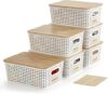 Bagnizer Plastic Storage Bins With Bamboo Lids