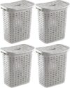 Sterilite Plastic Wicker Style Laundry Hamper, Cement Gray