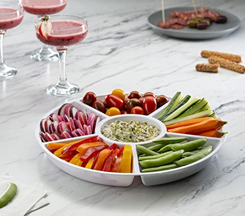 PLASTICPRO 6 Sectional Round Plastic Serving Tray - Image 4
