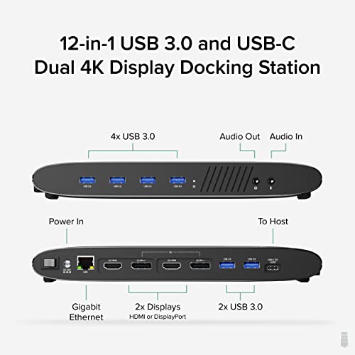 Plugable Universal Laptop Docking Station, 4K Dual Monitor - Image 2