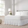 Easy Fit Pom Pom Elastic Bed Skirt, White