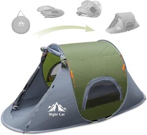 Night Cat Pop-up Camping Tent: 1 Person Waterproof