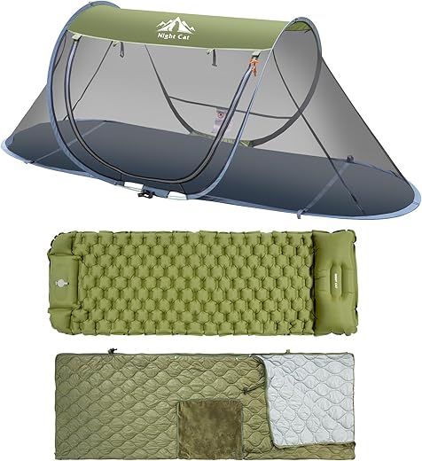 Night Cat Pop-up Mosquito Tent With Sleeping Bag