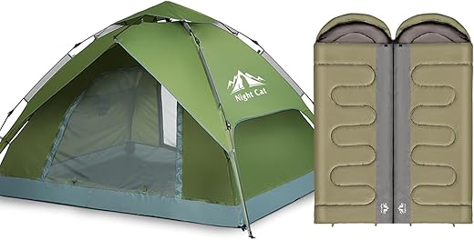 Night Cat Pop Up Tent With Double Sleeping Bag