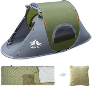 Night Cat Pop-up Waterproof 1 Person Tent With Poncho