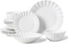 HOMBENE Porcelain Dinnerware Set, 16 Piece, Wavy Pattern