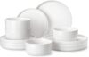 MALACASA Porcelain Dinnerware Set, Modern White, 12 Pieces