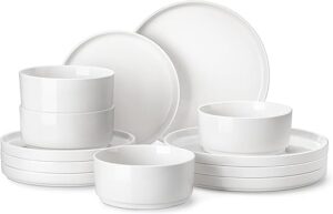 MALACASA Porcelain Dinnerware Set, Modern White, 12 Pieces