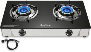 BesNerg Portable 2 Burner Propane Gas Cooktop