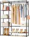 Neprock Portable Clothing Rack With 4 Tiers Shelves