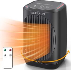 IWENUAN Portable Electric Heater With Thermostat, 1500W
