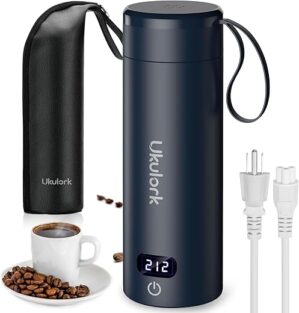 Ukulork Portable Travel Electric Kettle, 380ml, Navy Blue