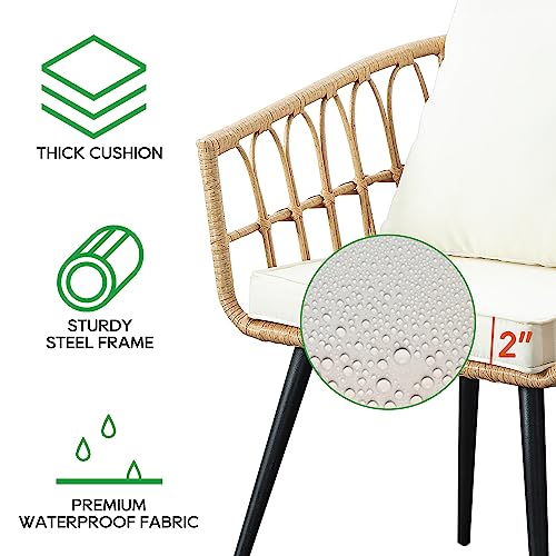 PORWEY 3 Piece Patio Bistro Set, Beige - Image 3