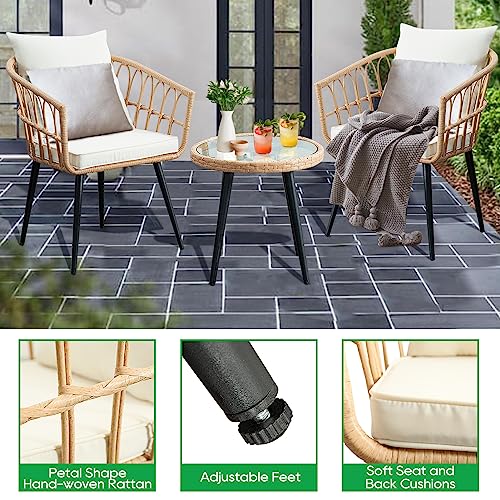 PORWEY 3 Piece Patio Bistro Set, Beige - Image 4
