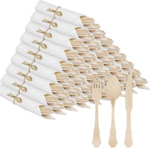 pyntop Pre Rolled Wooden Cutlery Set