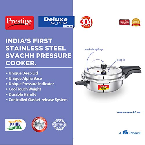 Prestige Senior Pan 4L Pressure Cooker, Silver - Image 3
