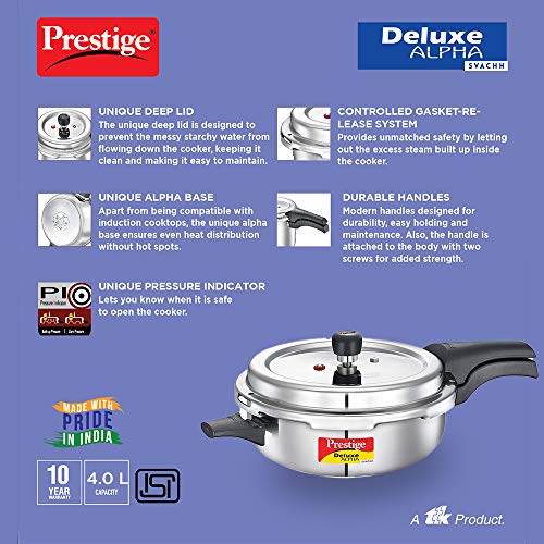 Prestige Senior Pan 4L Pressure Cooker, Silver - Image 4