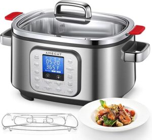AMEGAT Programmable 10-in-1 Slow Cooker 6 Quart