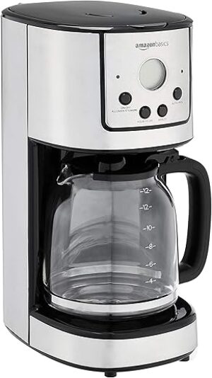 Amazon Basics Programmable Coffeemaker With Carafe, Stainless Steel