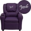 Flash Furniture Purple DG-ULT PUR-TXTEMB-GG: Kids Recliner With Cup Holder