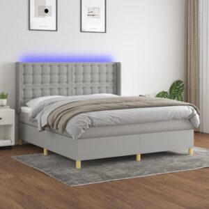 GFFFFFFJJJJJJJJJJJ Queen Gray Fabric Box Spring Bed