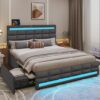 ADORNEVE Queen LED Bed Frame With Drawers