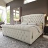 AMERLIFE Queen Size Chenille Upholstered Sleigh Bed